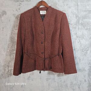 Vintage Kasper ASL Red/Black Tweed Lined Blazer Womens‎ Size 14 Single Breasted